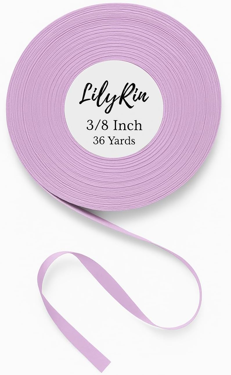 LilyRin Lavender Ribbon Light Orchid 3/8 Inch x 36 Yards Perfect for Scrapbooking Art Wedding Wreaths Baby Showers Gift Wrapping Birthday Decorations Christmas Gifts DIY Crafts Floral Party Projects Satin - Image 1